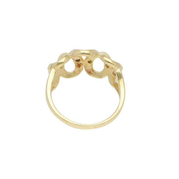 Anillo calado con sinteticos en oro amarillo 14 kilates.