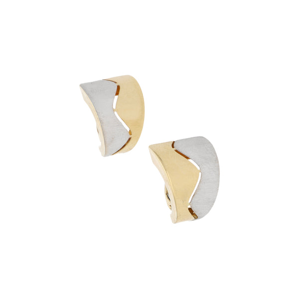 Aretes laminados en oro dos tonos 14 kilates.