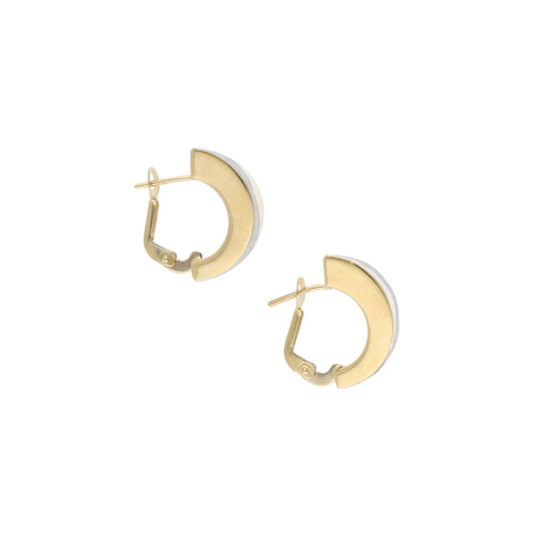 Aretes laminados en oro dos tonos 14 kilates.