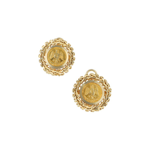 Aretes boleados calados en oro amarillo 14 kilates.