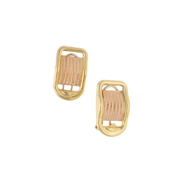 Aretes laminados en oro tres tonos 18 kilates.