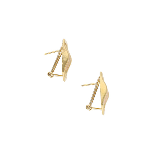 Aretes laminados en oro tres tonos 18 kilates.