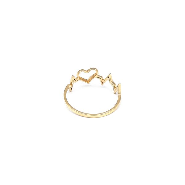 Anillo liso motivo electrocardiograma en oro amarillo 14 kilates.