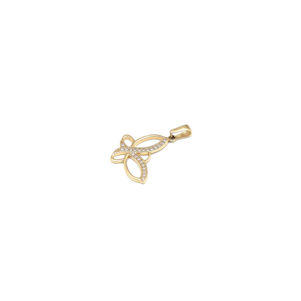 Dije diseño especial motivo mariposa con circonias en oro amarillo 14 kilates.