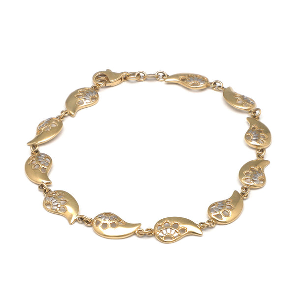 Pulsera eslabón combinado en oro amarillo 14 kilates.