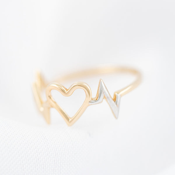 Anillo diseño especial motivo corazón en oro amarillo 14 kilates.