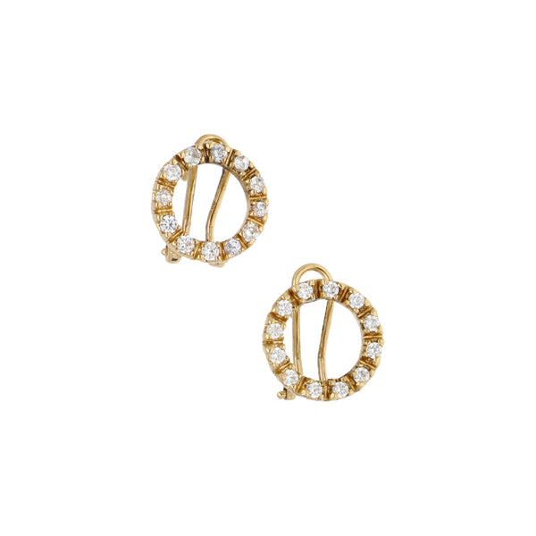 Aretes diseño especial con circonias en oro amarillo 14 kilates.