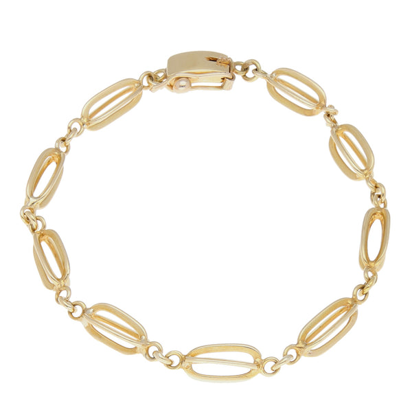 Pulsera eslabón combinado en oro amarillo 14 kilates.