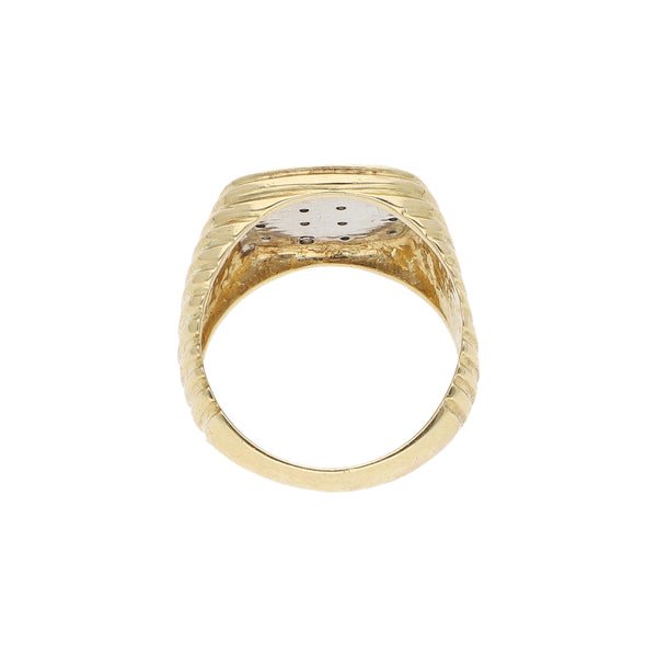 Anillo acanalado con diamantes en oro amarillo 14 kilates.