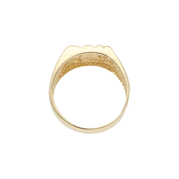 Anillo diseño especial con sintético en oro amarillo 14 kilates.