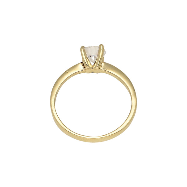 Anillo solitario con sintetico en oro amarillo 14 kilates.