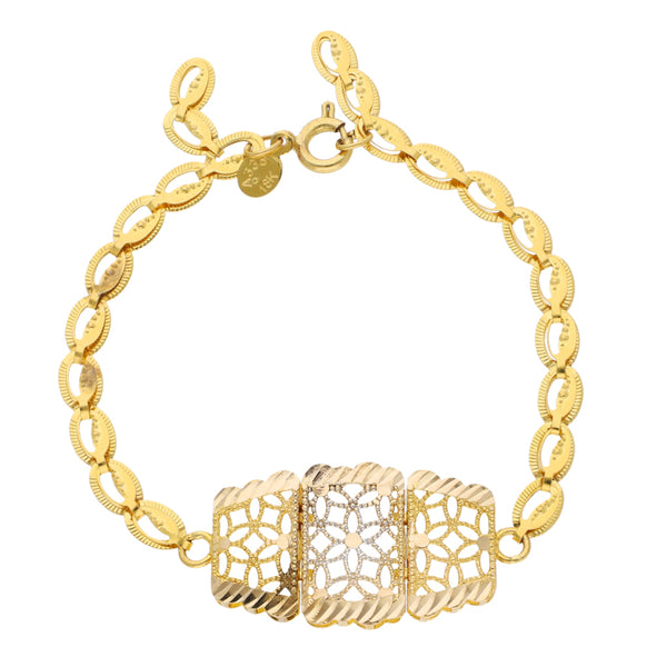 Pulsera eslabón combinado en oro amarillo 18 kilates.