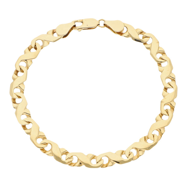 Pulsera eslabón laminado en oro amarillo 14 kilates.