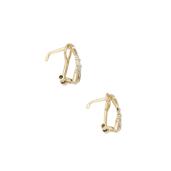 Aretes calados con circonias en oro amarillo 14 kilates.