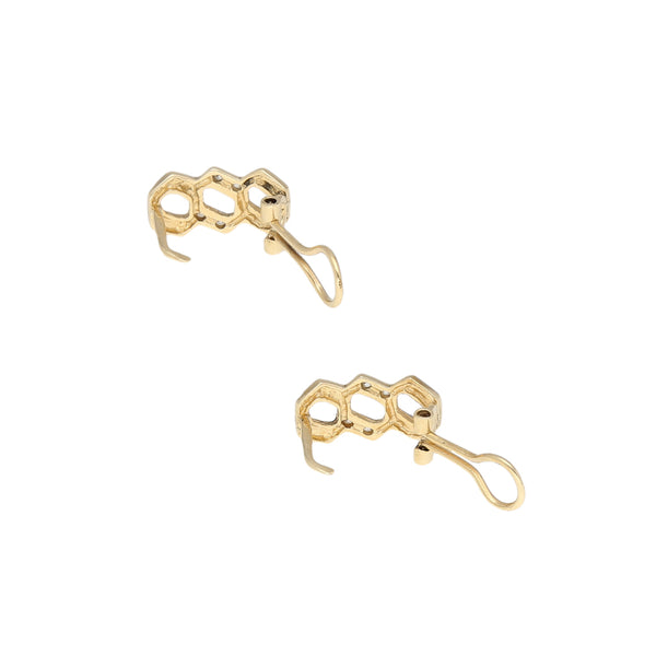 Aretes calados con circonias en oro amarillo 14 kilates.