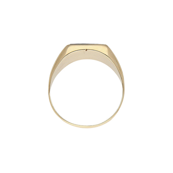 Anillo tipo sello con onix en oro amarillo 14 kilates.