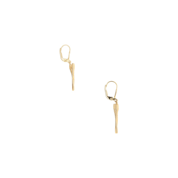 Aretes diseño especial con circonias motivo tijeras en oro amarillo 14 kilates.