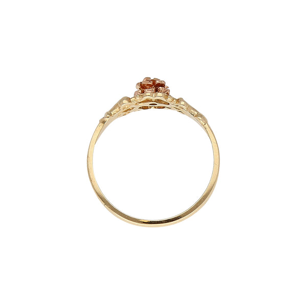 Anillo estilizado motivo rosa en oro dos tonos 14 kilates.