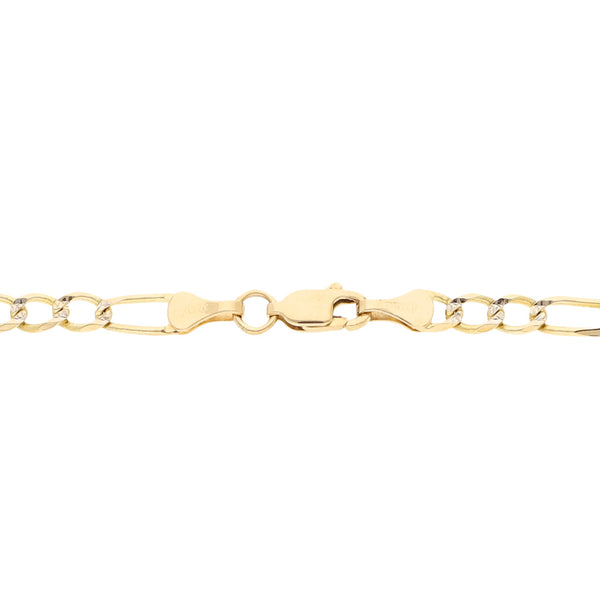 Pulsera de tres eslabones por uno platinados en oro amarillo 14 kilates.