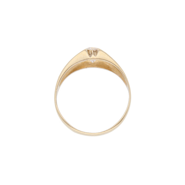 Anillo solitario con sintetico en oro amarillo 14 kilates.