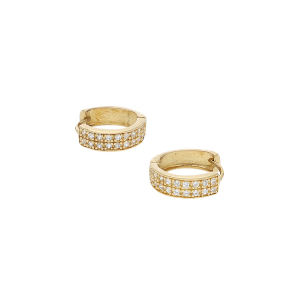 Arracadas articuladas con sinteticos en oro amarillo 14 kilates.