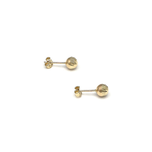 Aretes huecos motivo esfera en oro amarillo 14 kilates.