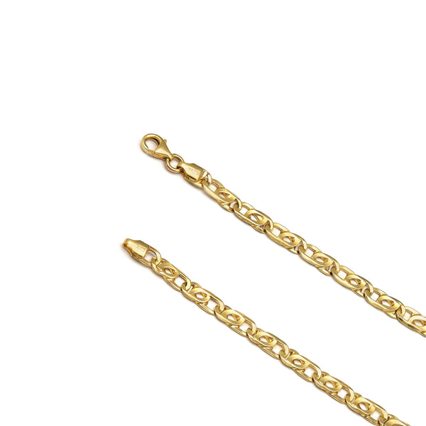 Pulsera eslabón nudo egipcio en oro amarillo 14 kilates.