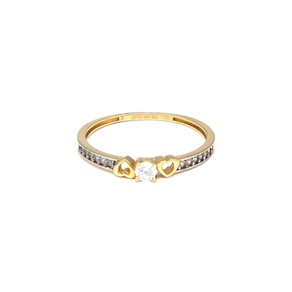 Anillo diseño especial con circonias en oro amarillo 14 kilates.