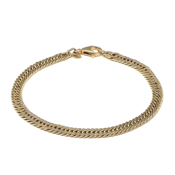 Pulsera eslabón encontrado doble en oro amarillo 14 kilates.