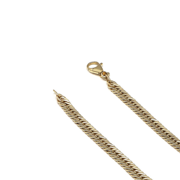 Pulsera eslabón encontrado doble en oro amarillo 14 kilates.