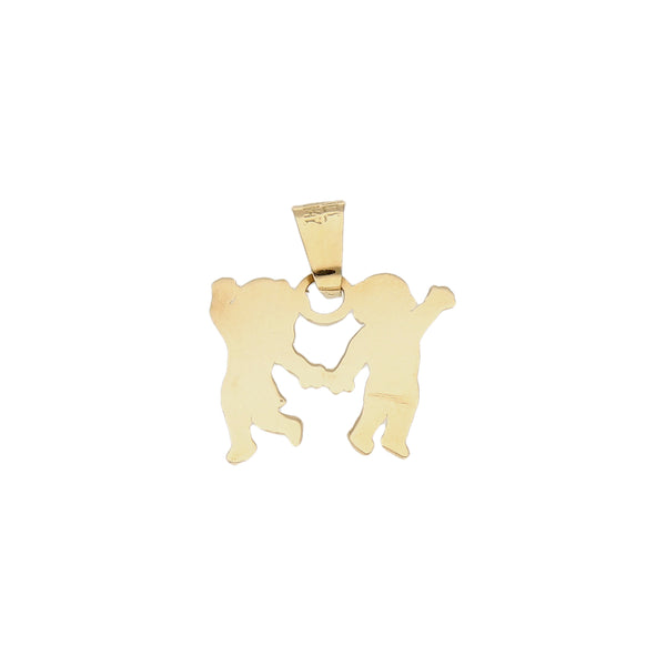 Dije diseño especial motivo niños en oro amarillo 14 kilates.