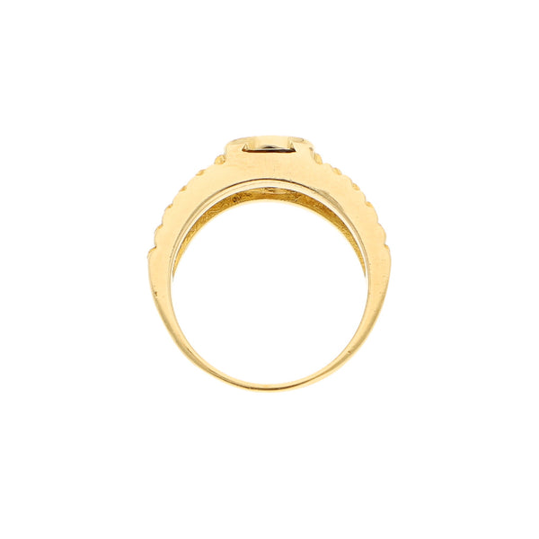 Anillo diseño especial con diamantes y lapislázuli en oro amarillo 18 kilates.