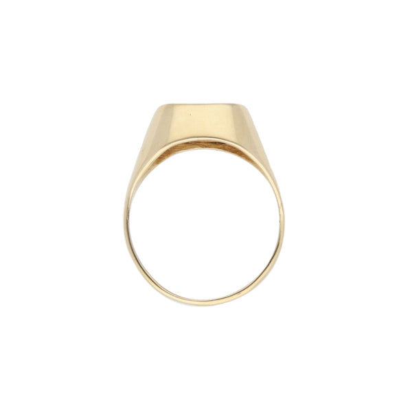 Anillo tipo sello con sintético en oro amarillo 14 kilates.