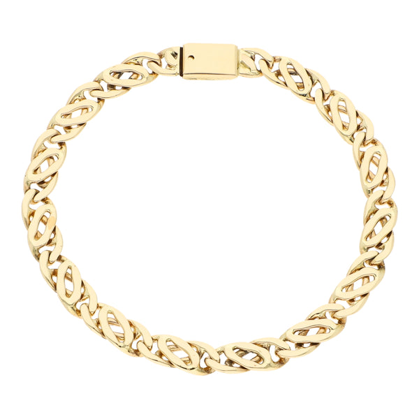 Pulsera eslabón nudo egipcio en oro amarillo 14 kilates.