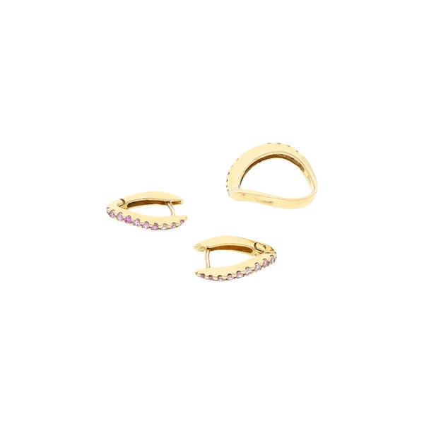 Juego de anillo y aretes diseño especial con sintéticos en oro amarillo 14 kilates.