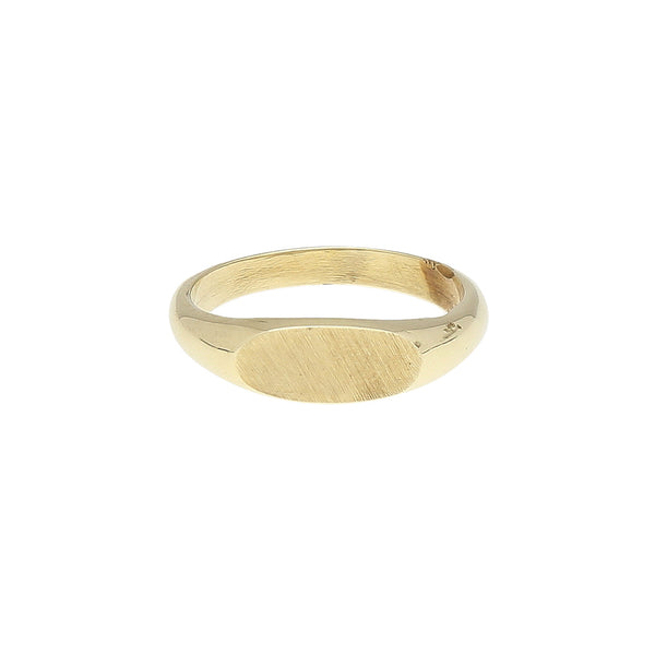 Anillo tipo sello en oro amarillo 14 kilates.