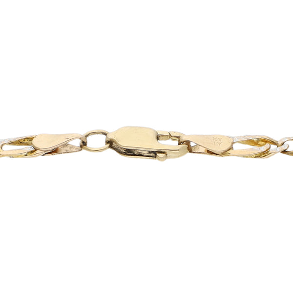 Pulsera eslabón nudo egipcio platinado en oro amarillo 14 kilates.