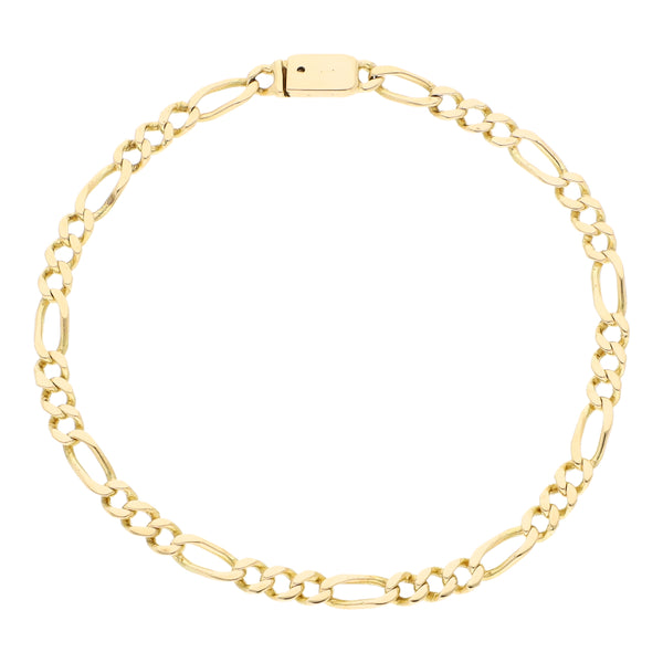 Pulsera de tres eslabones por uno en oro amarillo 14 kilates.
