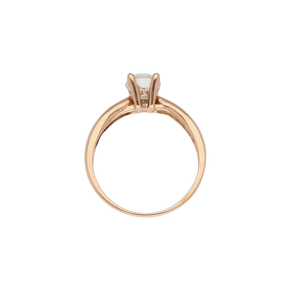 Anillo solitario con circonia en oro rosa 14 kilates.