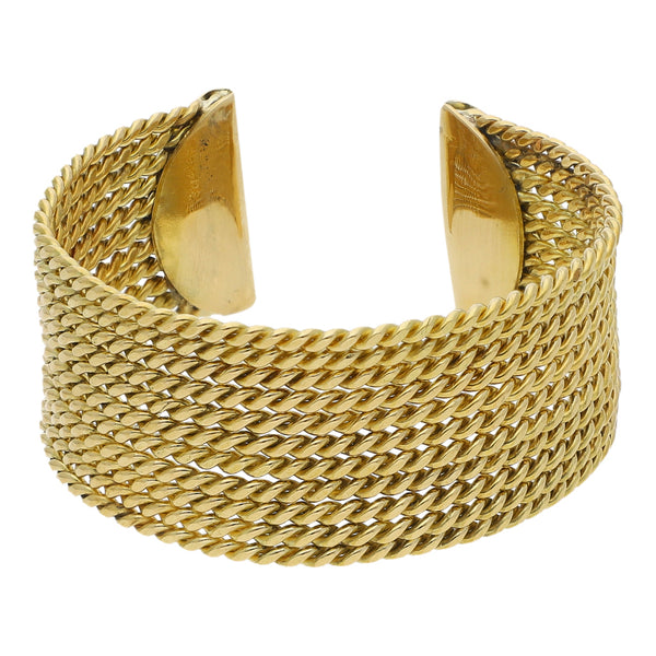 Brazalete de once hilos abierto en oro amarillo 18 kilates.