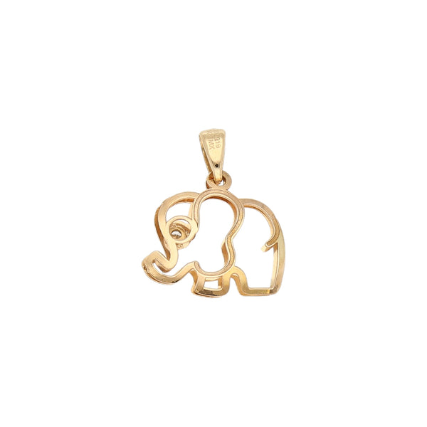 Dije diseño especial motivo elefante con circonia en oro amarillo 14 kilates.