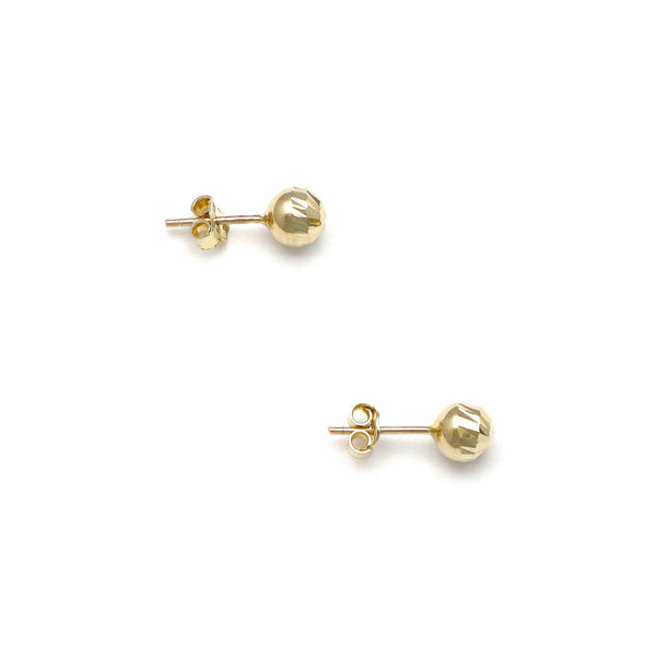 Aretes huecos motivo esfera facetada en oro amarillo 14 kilates