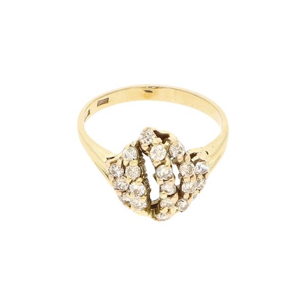 Anillo calado con diamantes en oro amarillo 14 kilates