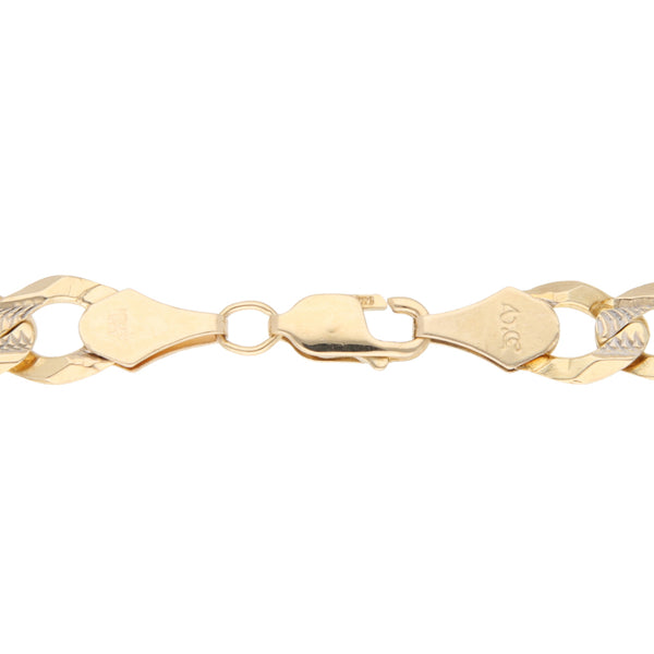 Pulsera eslabón encontrado platinado en oro amarillo 14 kilates.