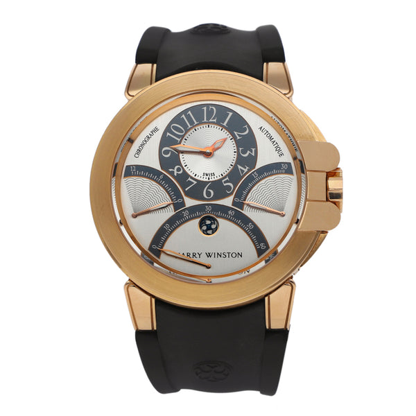 Reloj Harry Winston para caballero modelo Ocean Triple caja y hebilla en oro rosa 18 kilates.