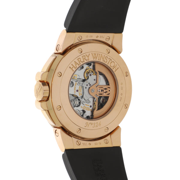 Reloj Harry Winston para caballero modelo Ocean Triple caja y hebilla en oro rosa 18 kilates.