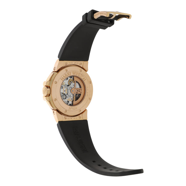 Reloj Harry Winston para caballero modelo Ocean Triple caja y hebilla en oro rosa 18 kilates.