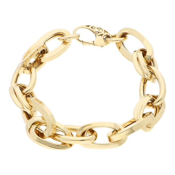 Pulsera eslabón combinado en oro amarillo 14 kilates.