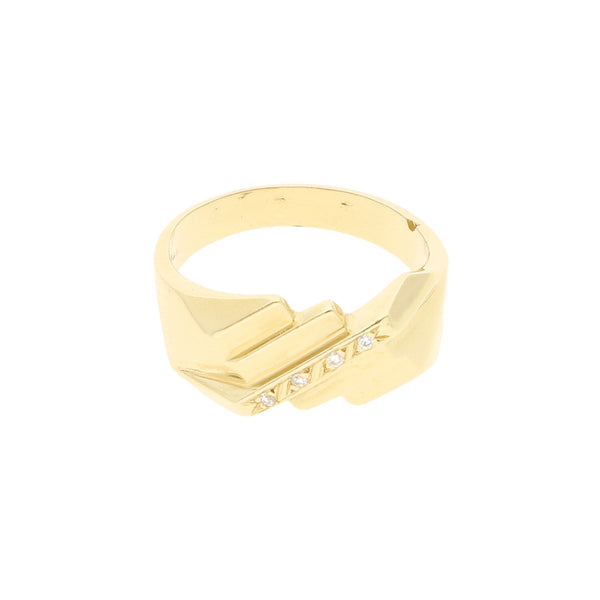 Anillo diseño especial con diamantes en oro amarillo 14 kilates.