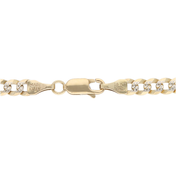 Pulsera eslabón encontrado platinado en oro amarillo 14 kilates.